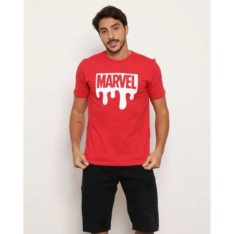 Camiseta Masculina Manga Curta Marvel Estampa Frontal Vermelha G
