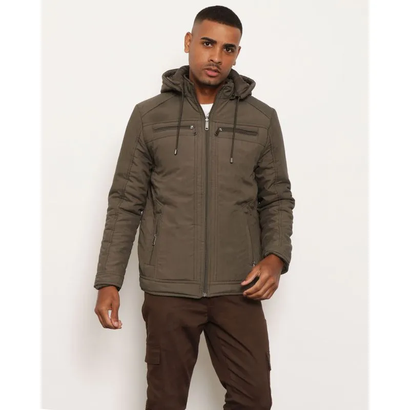 Jaqueta Masculina Sarja Dupla Face Com Capuz Verde G