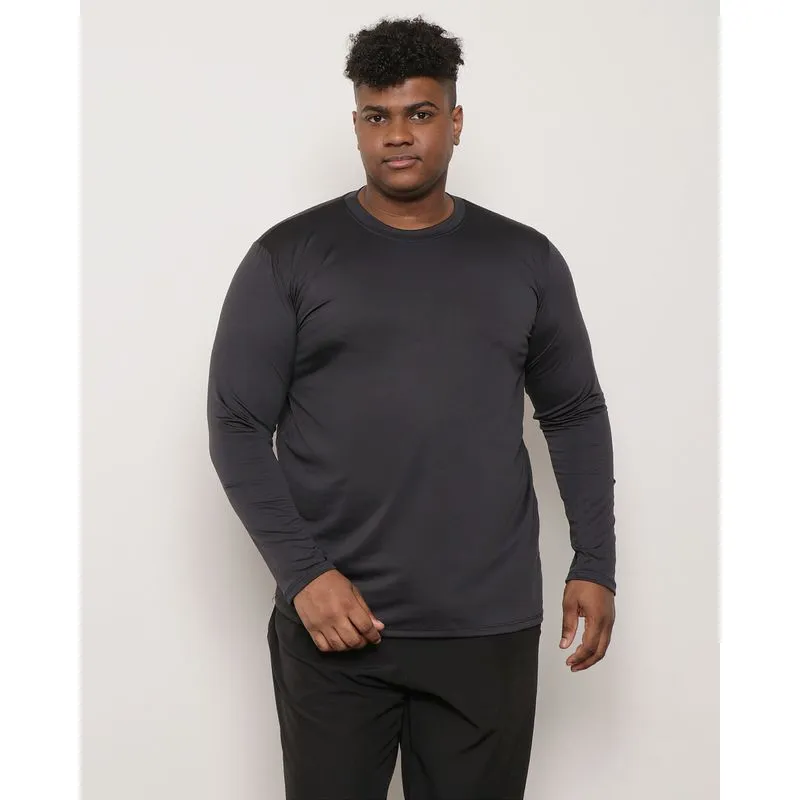 Camiseta Plus Size Masculina Praia Proteção UV Manga Longa Preta G3