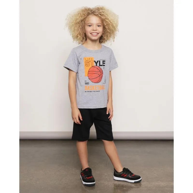 Conjunto Infantil Curto Estampa Basquete Cinza 8