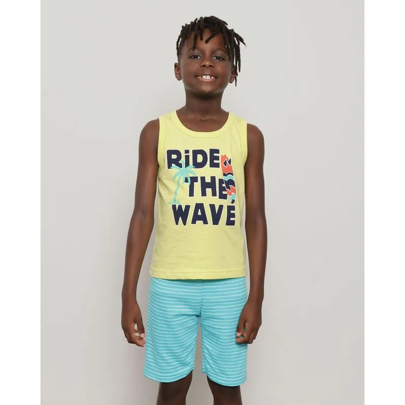 Conjunto Infantil Curto Regata Tropical Verde Claro 8
