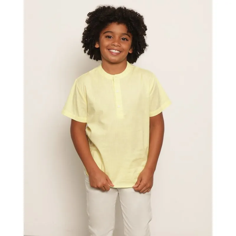 Camisa Infantil Menino Manga Curta Básica Amarela 10