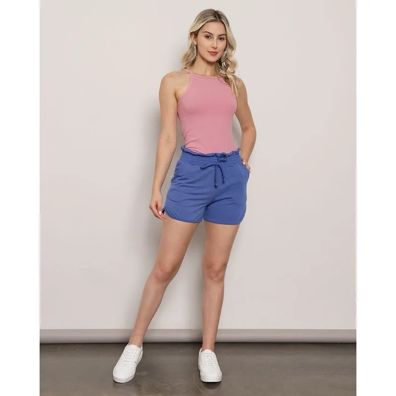 Short Feminino Moletinho Boxer Azul G