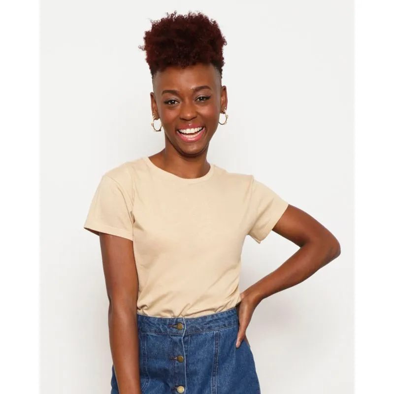 Blusa Feminina Manga Curta Básica Bege G