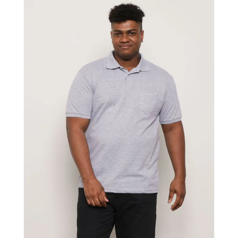 Polo Plus Size Masculina Manga Curta Cinza G2