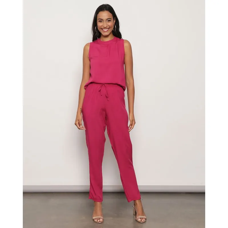 Calça Feminina Reta Berry & Co. Viscose Rosa M