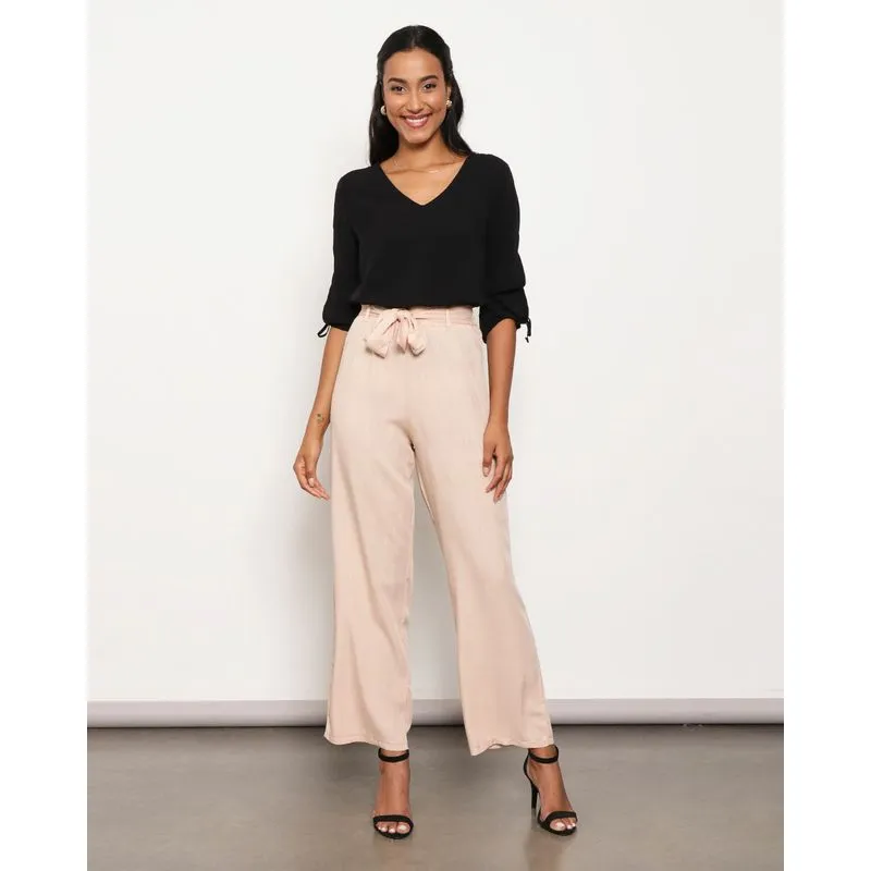 Calça Feminina Berry & Co. Viscose Reta Bege G
