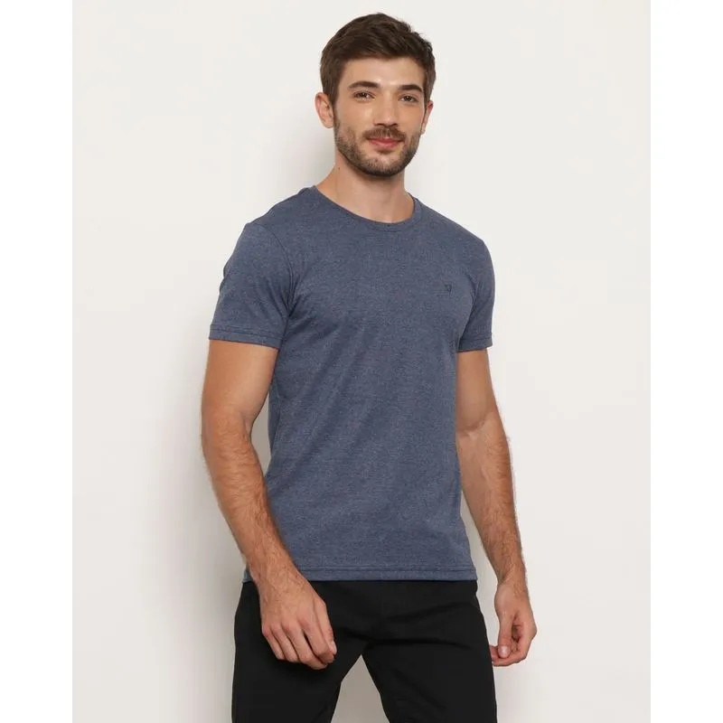 Camiseta Masculina Manga Curta Básica Mescla Marinho M