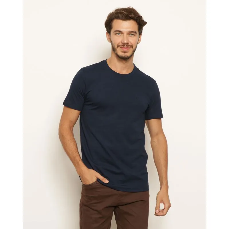 Camiseta Masculina Básica Algodão Manga Curta Marinho G