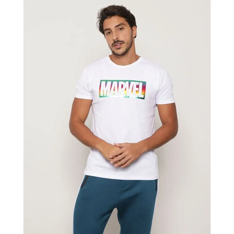 Camiseta Masculina Algodão Marvel Coleção Pride Branca M