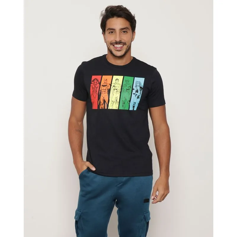 Camiseta Masculina Pride Com Estampa Liga da Justiça Preta M