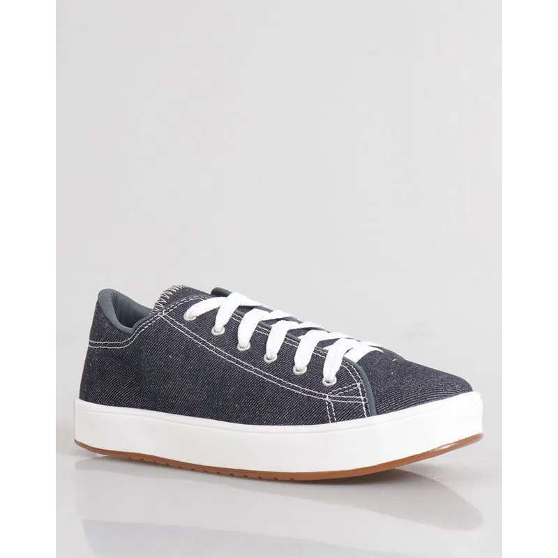 Tênis Feminino Casual Donatta Com Cadarço Jeans Azul 37