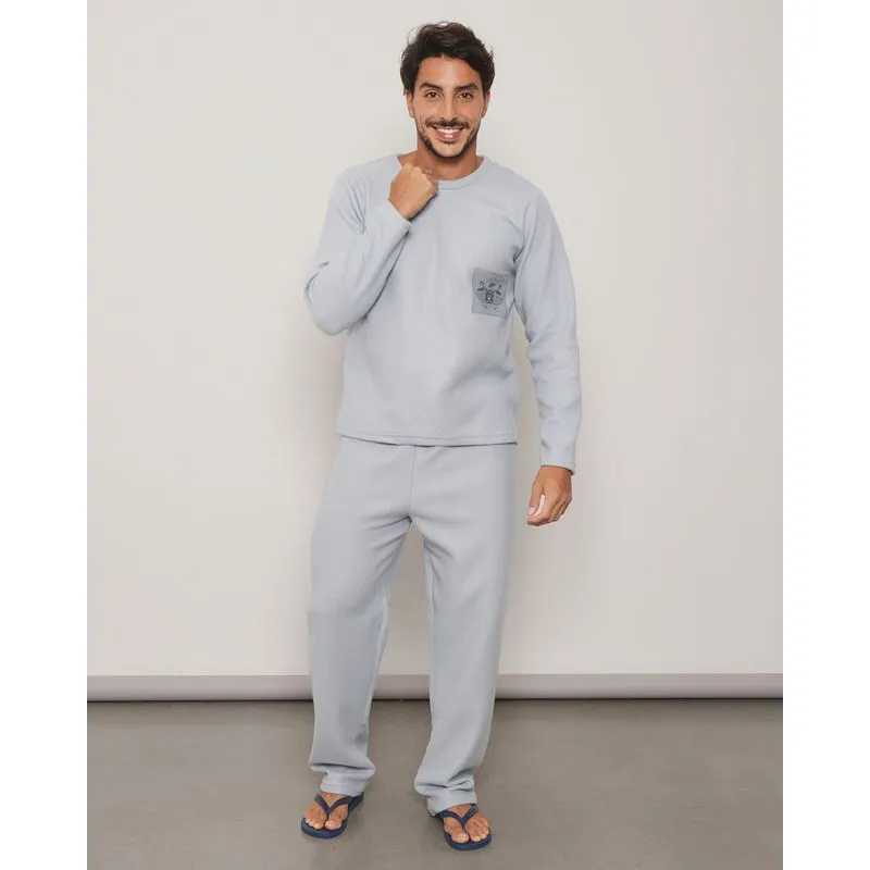 Pijama Masculina Estampa Ocean Spirit Soft Cinza P
