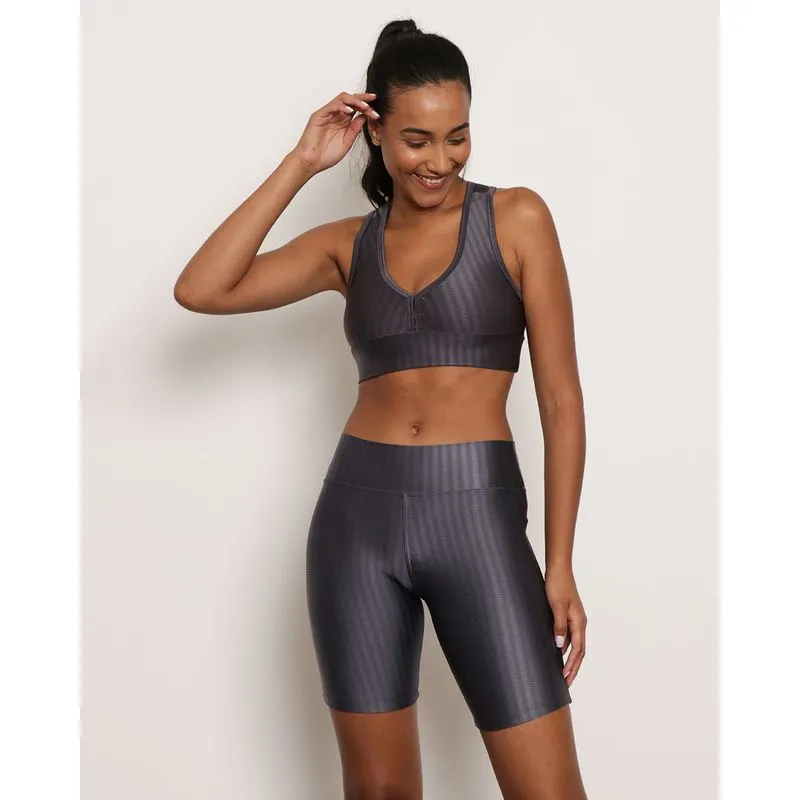 Top Feminino Fitness Nadador 3D Cinza M