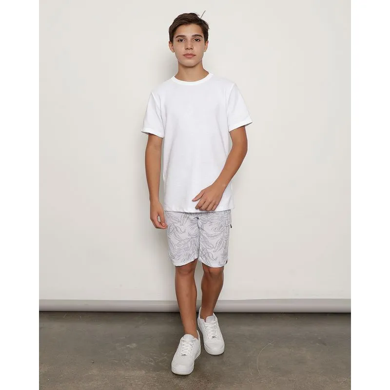 Bermuda Juvenil Cargo Estampada Branca 14