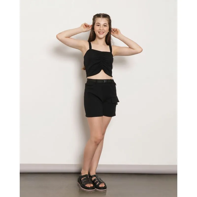 Shorts Juvenil Texturizado Com Cinto Preto 12