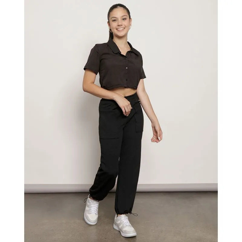 Calça Juvenil Jogger Texturizada Preta 10