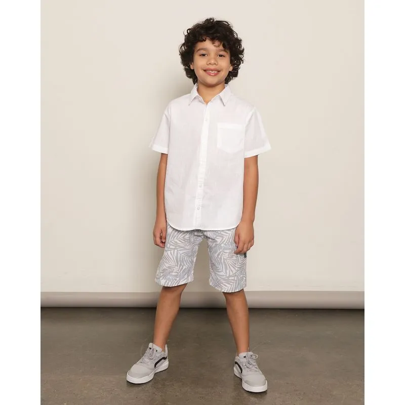 Bermuda Infantil Menino Cargo Estampada Branca 8