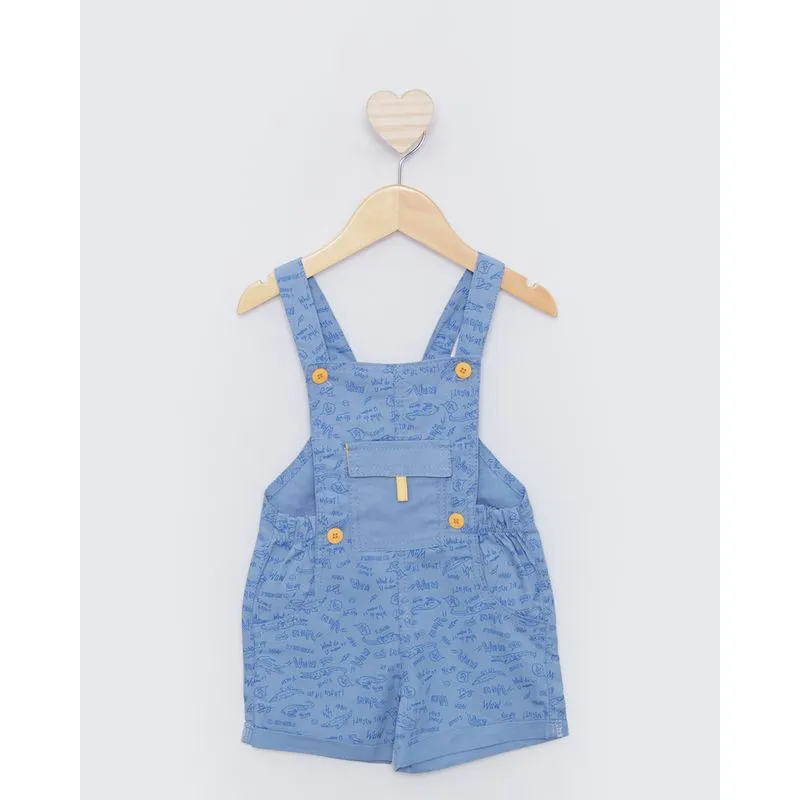 Macaquinho Bebê Sarja Estampado Azul 2