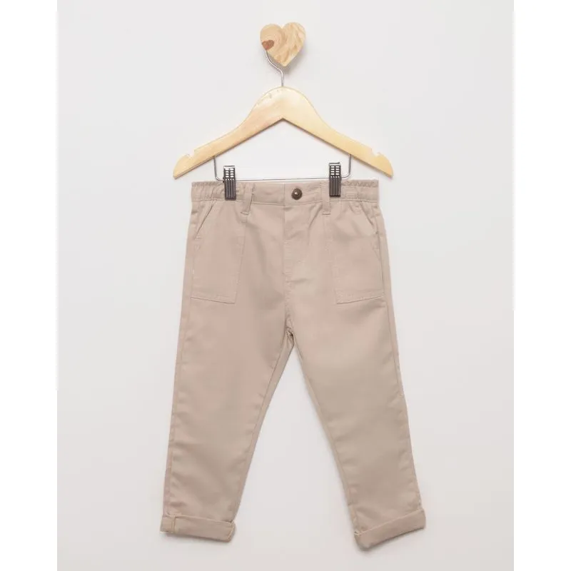 Calça Bebê Sarja Com Elástico Bege 1