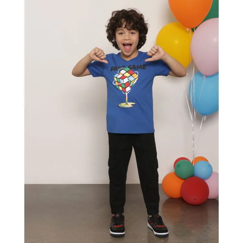 Calça Infantil Sarja Jogger Bolso Cargo Com Elástico Preta 6
