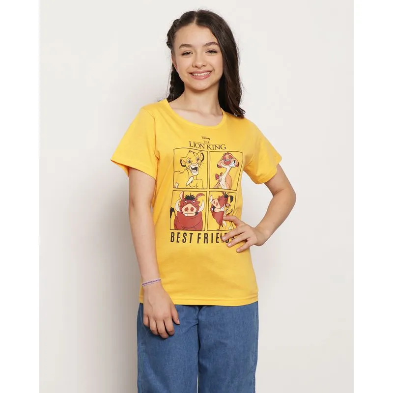 Camiseta Juvenil Manga Curta Disney Rei Leão Amarela 12