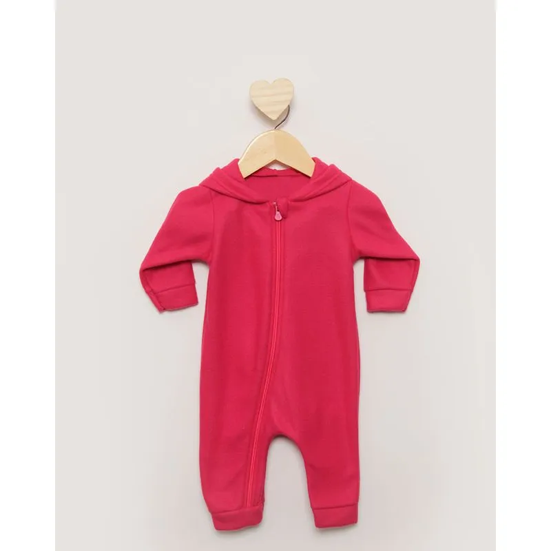 Macacão Bebê Boucle Manga Longa Rosa Escuro M