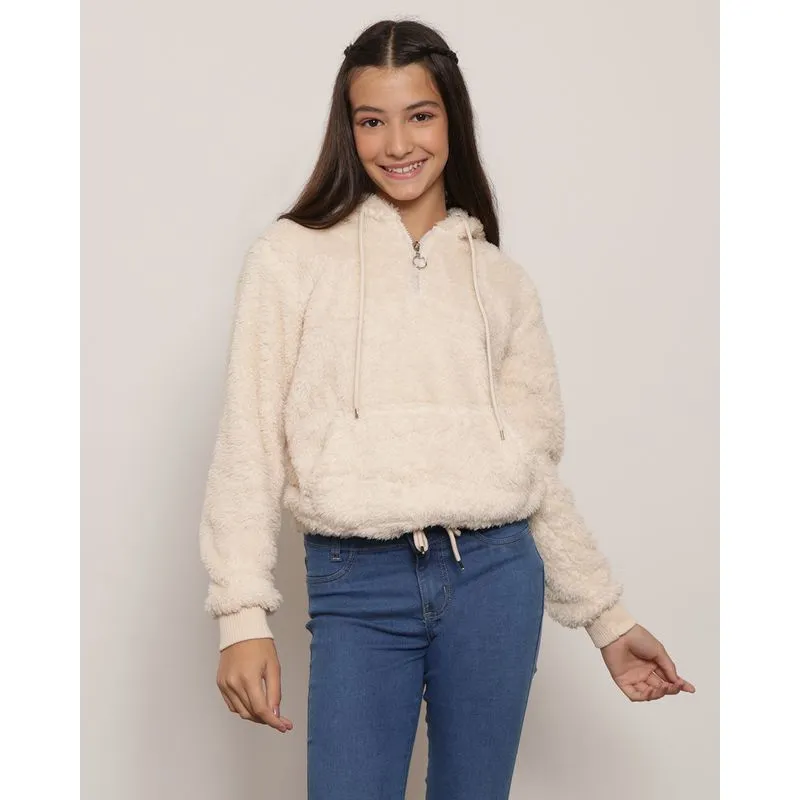 Blusão Juvenil Com Capuz Pelinhos Off White 10