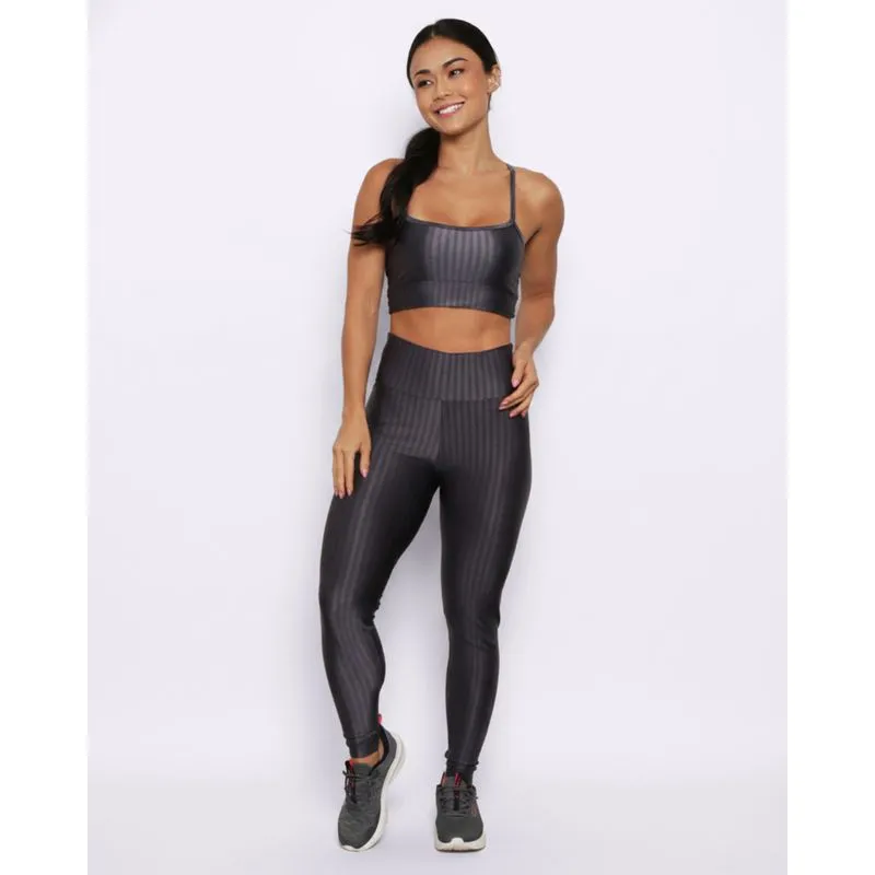 Calça Feminina Legging Fitness 3D Cinza GG