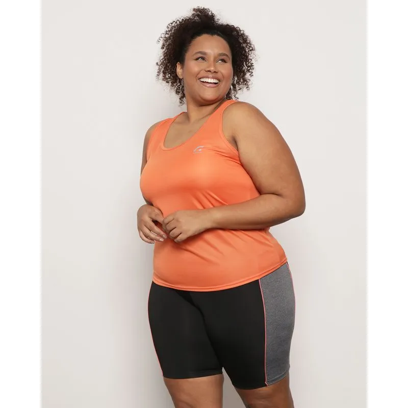 Regata Plus Size Feminina Fitness Fitter Laranja G1