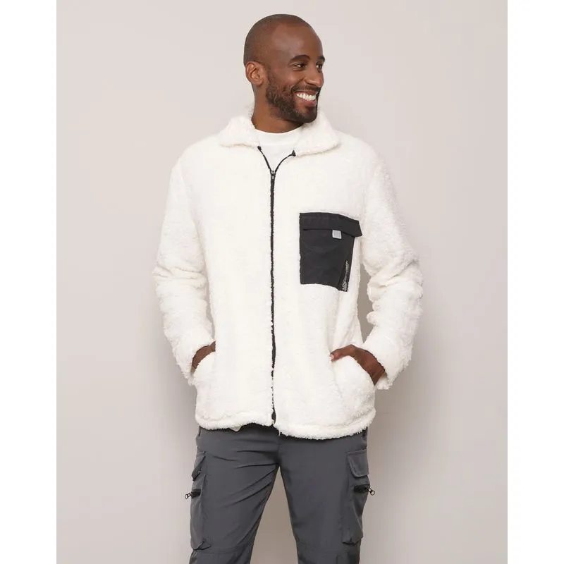 Jaqueta Masculino Sherpa Com Bolso e Zíper Off White G