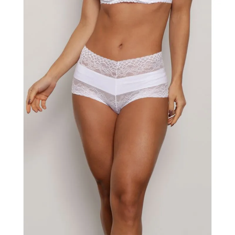 Calcinha Feminina Avulsa Caleçon Renda Branca G