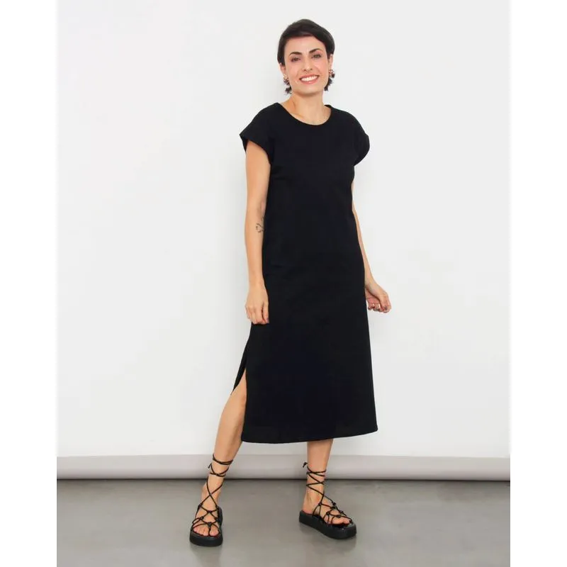 Vestido Feminino Regata Com Fenda Preto M