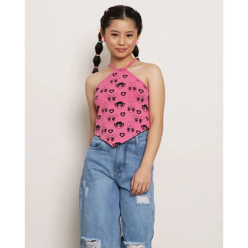 Regata Juvenil Cropped Bandana As Meninas Super Poderosas Cartoon Rosa 12