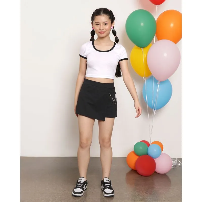 Short Saia Juvenil Curto Corrente Coração Preto 14