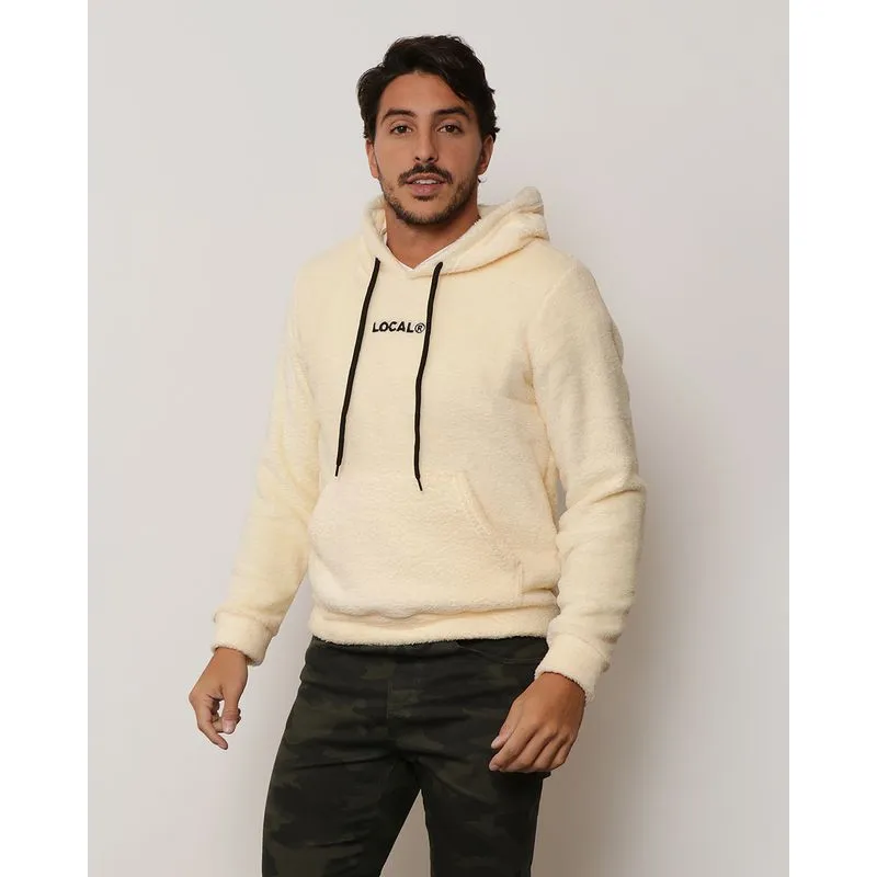 Blusão Masculino Com Capuz e Bordado Pelinho Amarela M