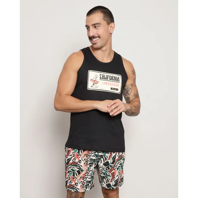Regata Masculina Surf Estampa Carlifornia Preta P
