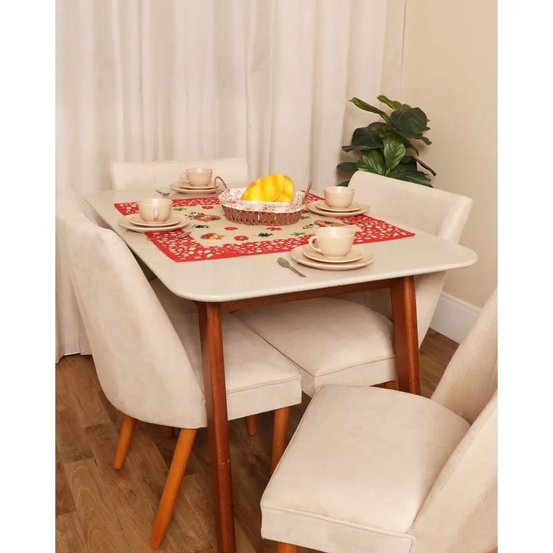 Toalha Chá Linhão 70cm x 70cmcm Estampada Vermelha UN