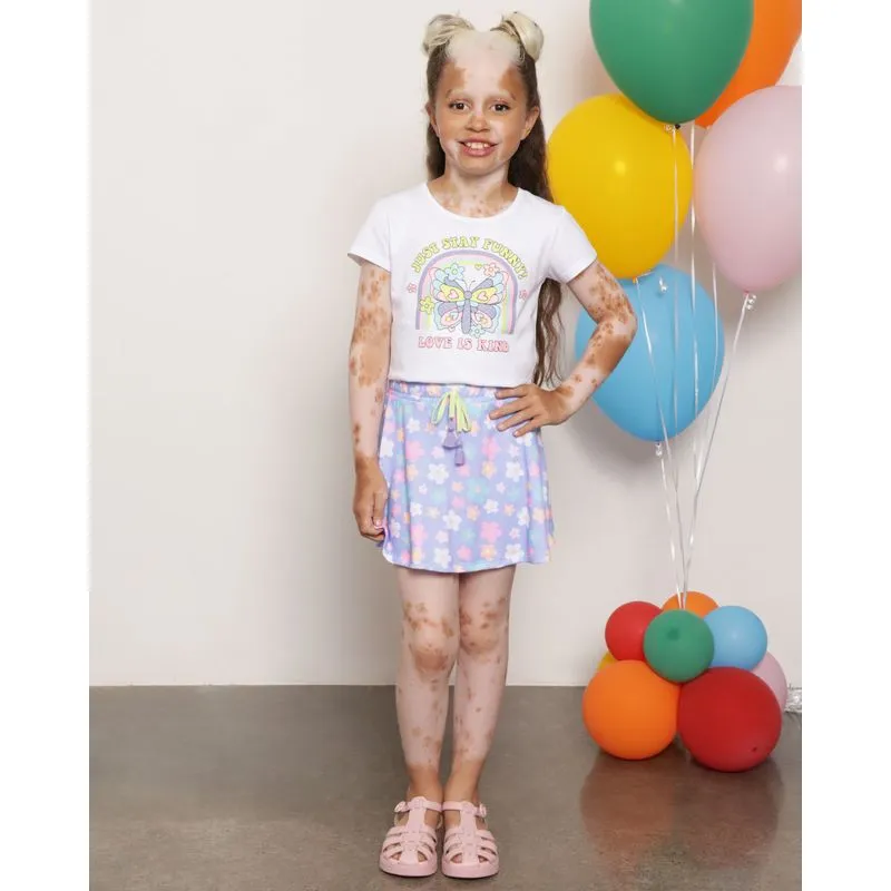 Short Saia Infantil Estampada Floral Lilás 10