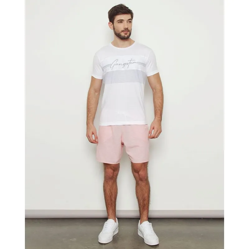 Bermuda Masculina Sarja Reta Com Cordão Rosa M