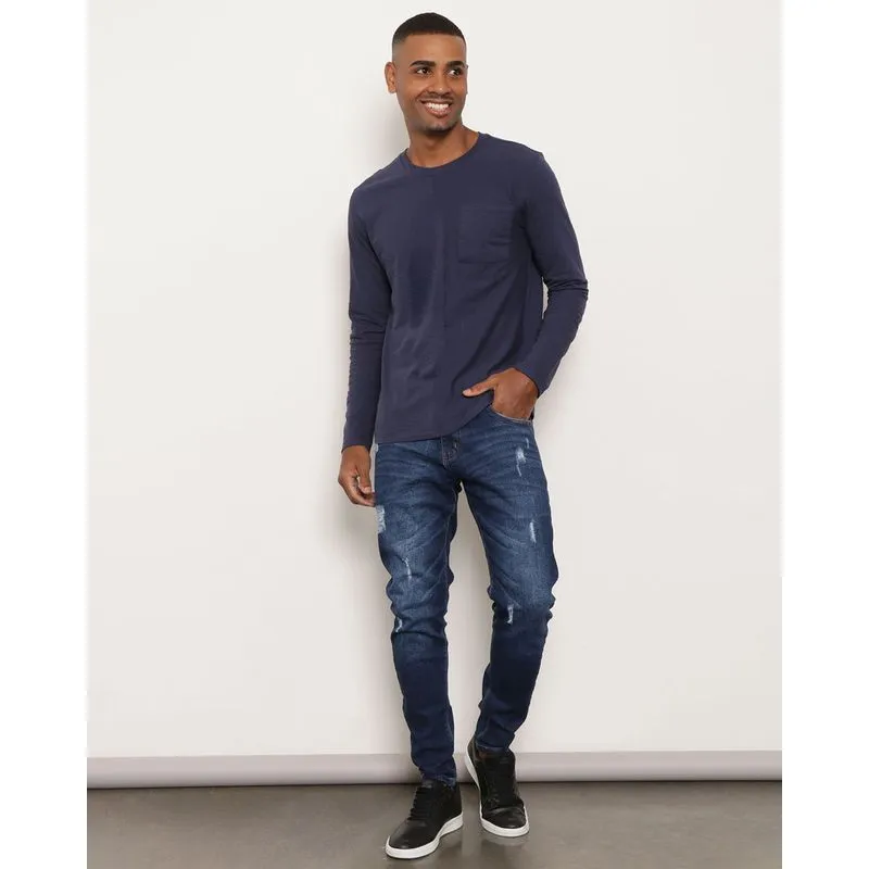 Calça Jeans Masculina Skinny Destroyed Azul 48