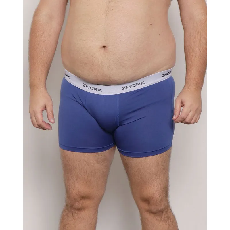 Cueca Plus Size Masculina Boxer Com Elástico Azul G1