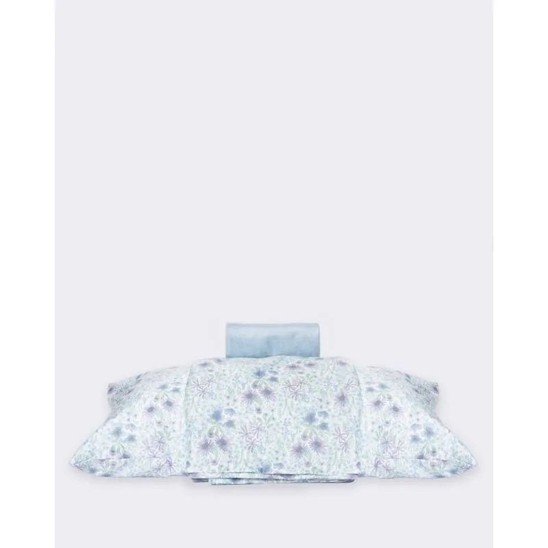 Jogo De Cama Solteiro Andreza 3 Peças Estampa Floral Azul UN