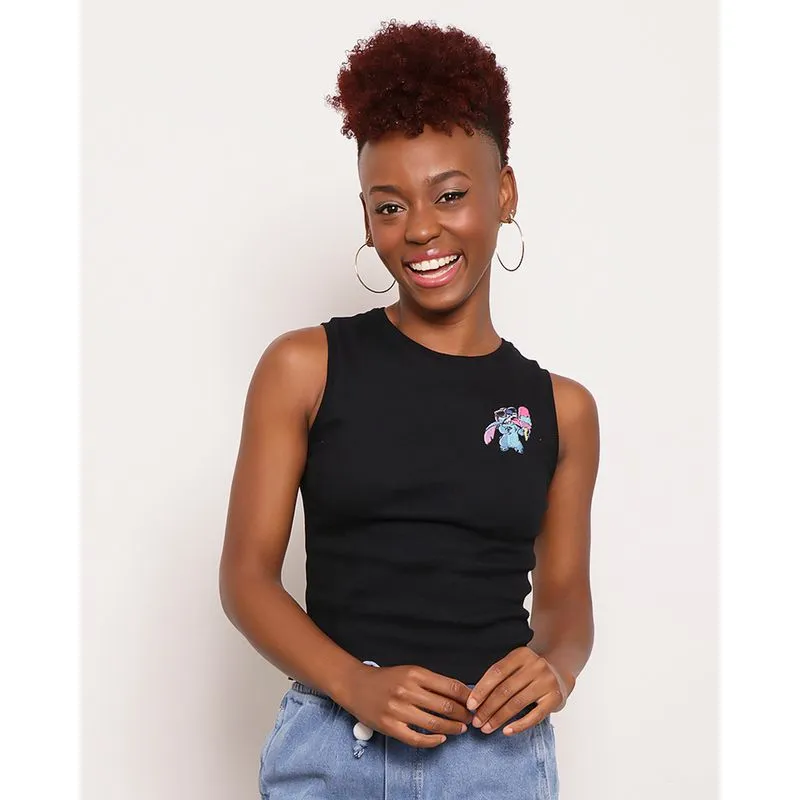Regata Feminina Disney Estampa Stitch Canelada Preta G