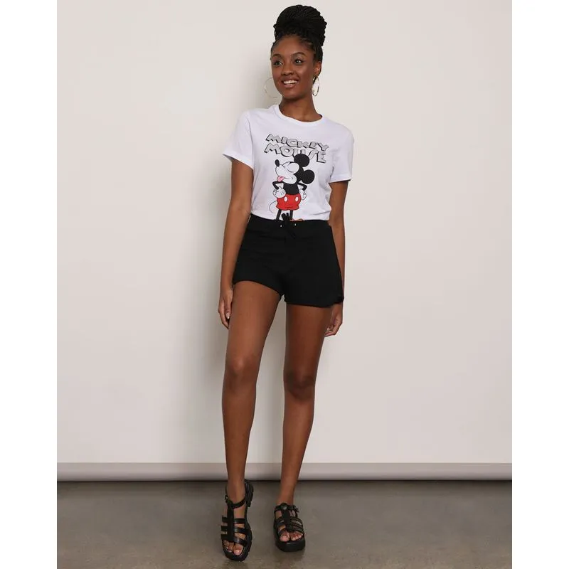 Short Feminino Moletinho Lateral Telado Preto GG