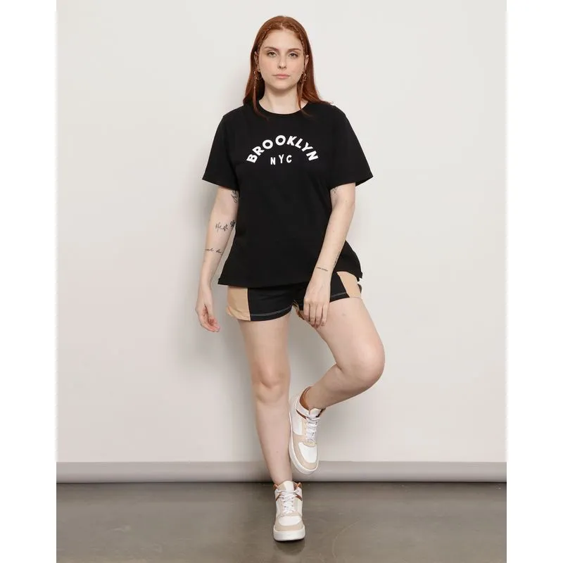 Short Feminino Moletinho Bicolor Bege UN