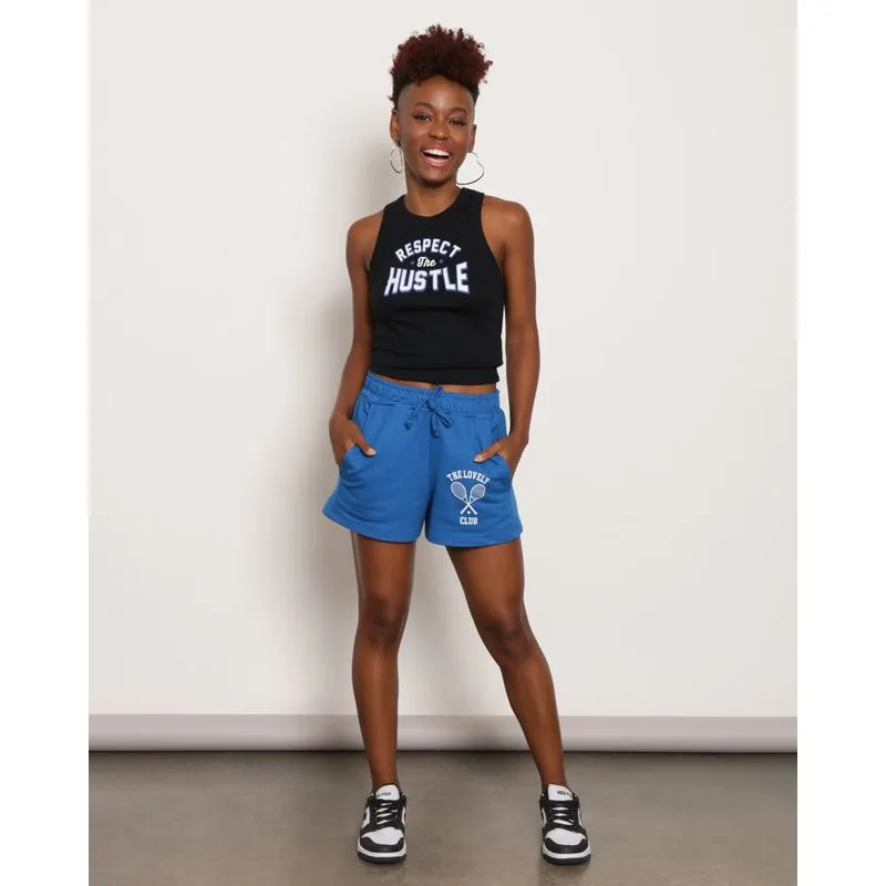Short Feminino Moletinho Curto Estampa Tênis Azul P