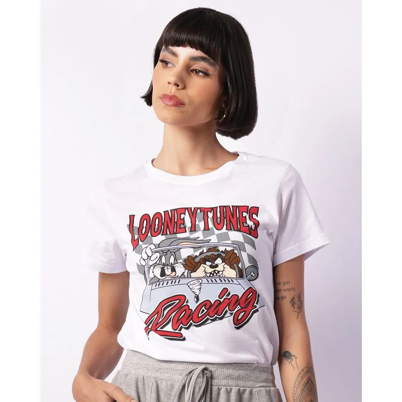 Camiseta Feminina Looney Tunes Manga Curta Branca M
