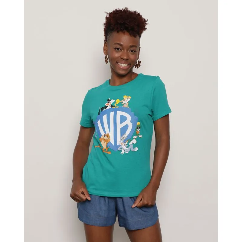 Camiseta Feminina Manga Curta Warner Looney Tunes Verde M