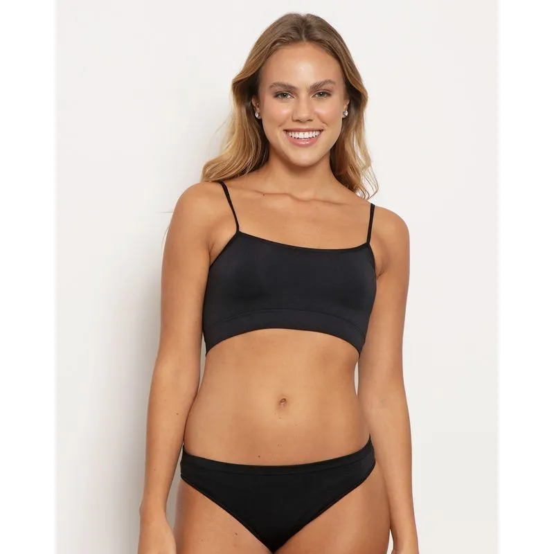 Sutiã Top Feminino Sem Costura Alcinha Preto M